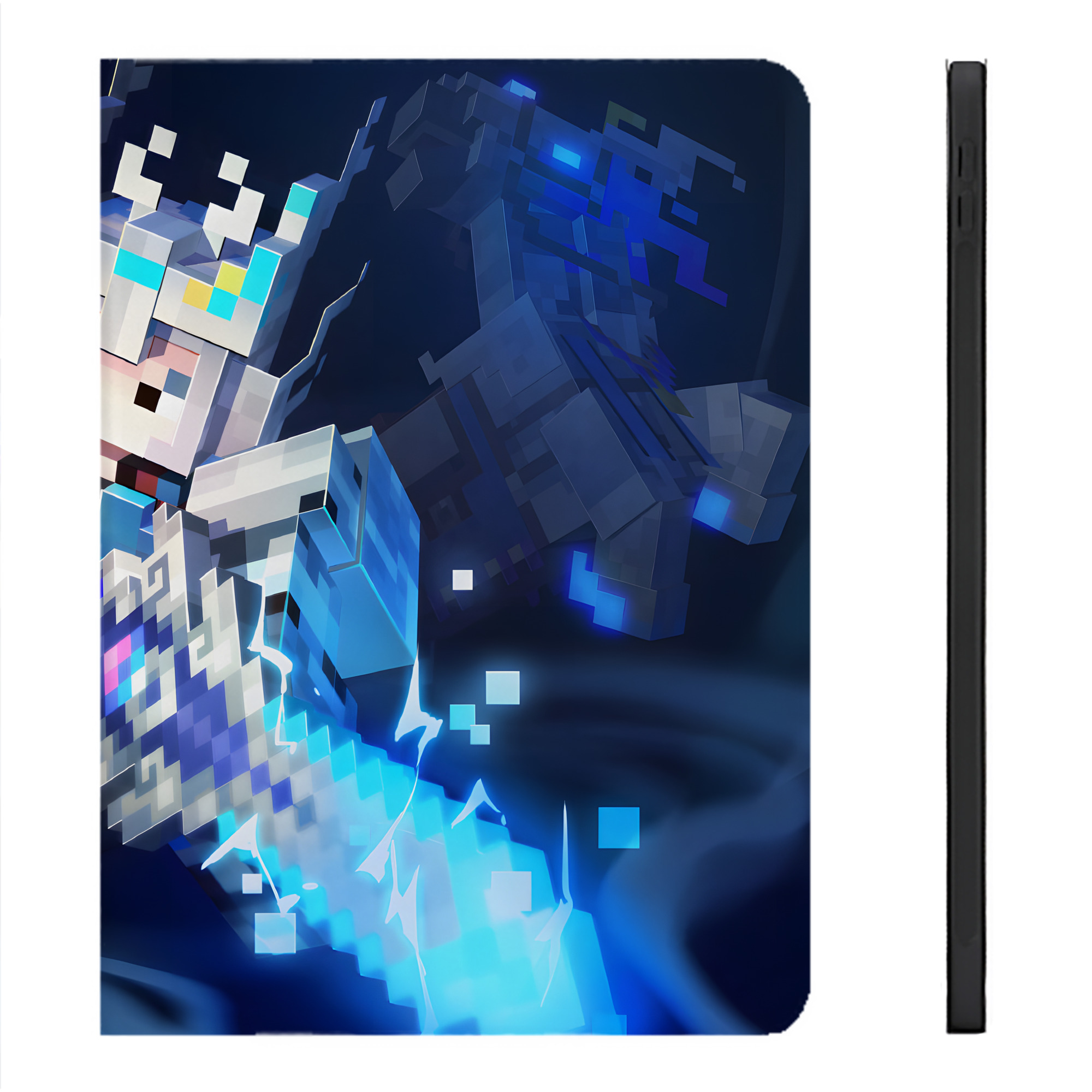 （画像用） マインクラフト ブロックの世界 Minecraft MC Block world IPadケース ペンホルダー付き ブックスタイルデザイン